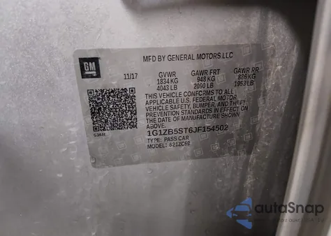 2018 Chevrolet Malibu 1Ls from USA, damaged, VIN 1G1ZB5ST6JF154502